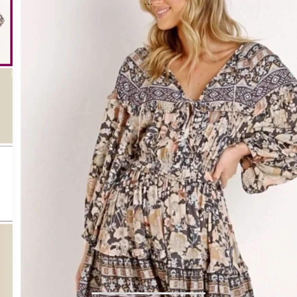 Spell and Gypsy Amethyst Nightfall dress, Small, Beige